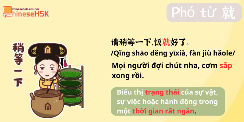 Cách dùng 就 khi là phó từ