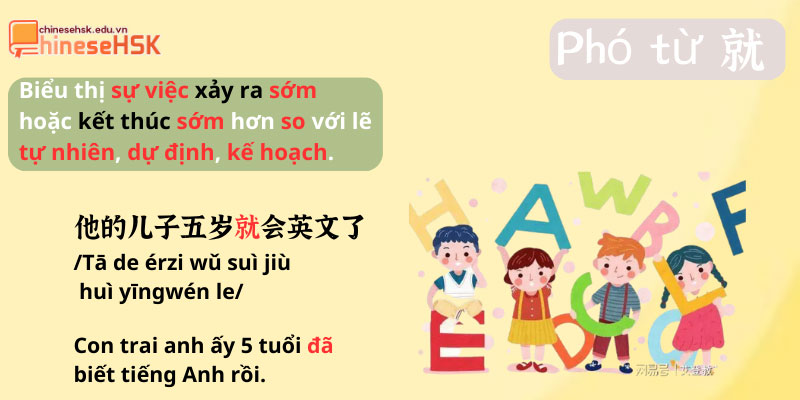 cách dùng Cách dùng 就 khi là phó từ 1