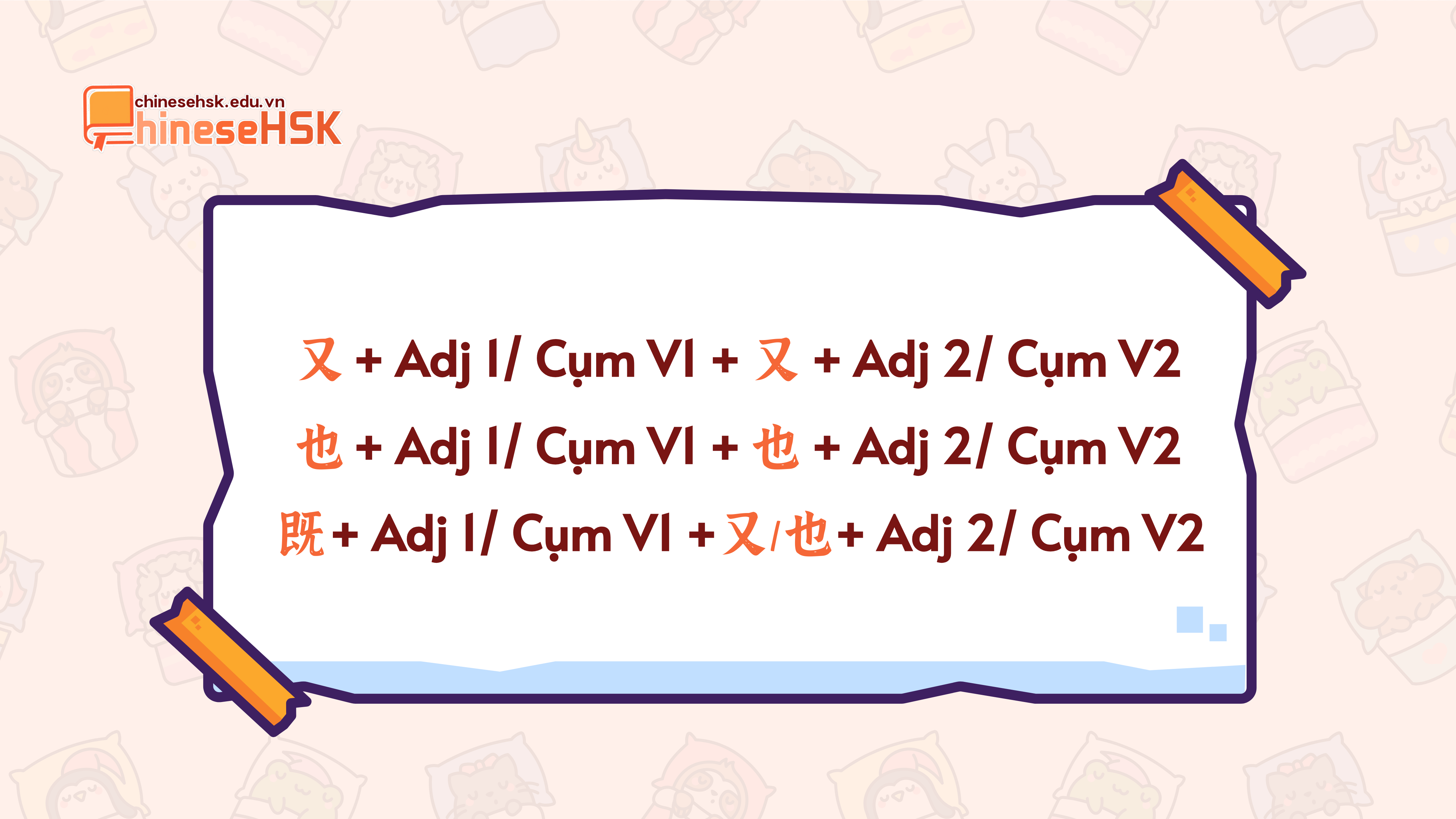 CÂU PHỨC ĐẲNG LẬP TRONG TIẾNG TRUNG 4 Công thức câu phức đẳng lập “既……也(又)……”、“又……又……”、“也……也……”
